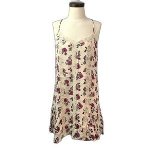 HOLLISTER Floral T-back Racerback Spaghetti Strap Cream Size Small